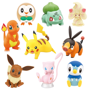 万代快快拼皮卡丘小火龙伊布梦幻胖丁宝可梦拼装模型