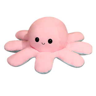 翻面章鱼公仔情绪双面翻转心情变脸小章鱼玩偶生气毛绒玩具布娃娃