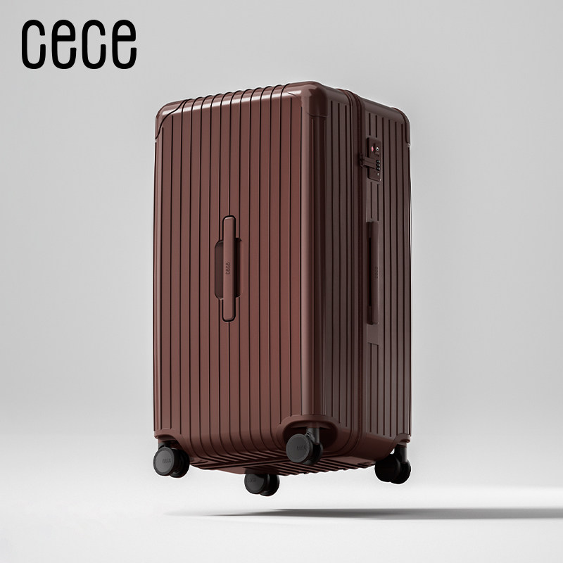 thumbnail for CECE New Large Capacity Deep Compartment Zipper Trolley Luggage Suitcase Lightweight, Sturdy, Durable Leather Trolley Suitcase