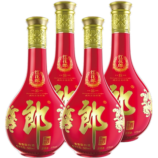 郎酒红花郎(15)酱香型白酒53度500ml*4瓶正品宴席自饮送礼红十五