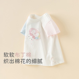 纯棉打底衫 T恤2025女童洋气上衣女宝宝夏装 短袖 戴维贝拉儿童新款