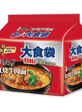 康师傅劲道红烧牛肉面丰富配料