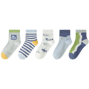 儿童袜子男童宝宝春秋季男生中筒薄棉袜小孩大童春天薄棉学生运动