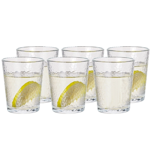 青苹果锤纹玻璃水杯早餐杯饮料杯250ml啤酒杯茶杯玻璃杯6只装