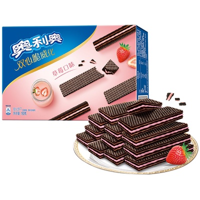 奥利奥草莓味双心脆威化