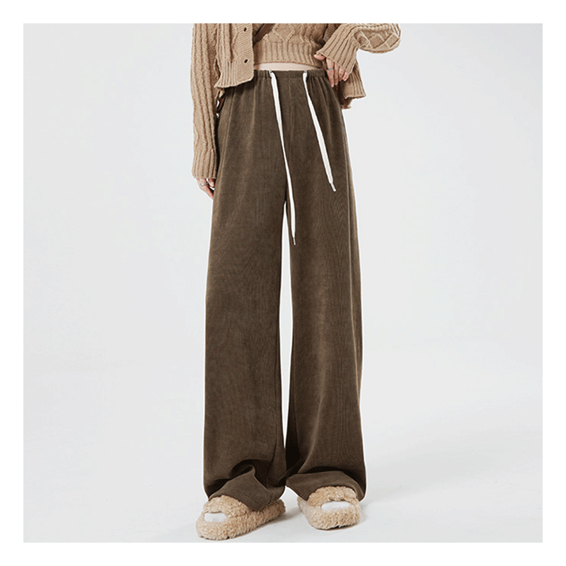 米度丽孕妇裤子秋冬外穿阔腿裤加绒加厚休闲直筒长裤大码孕妇装