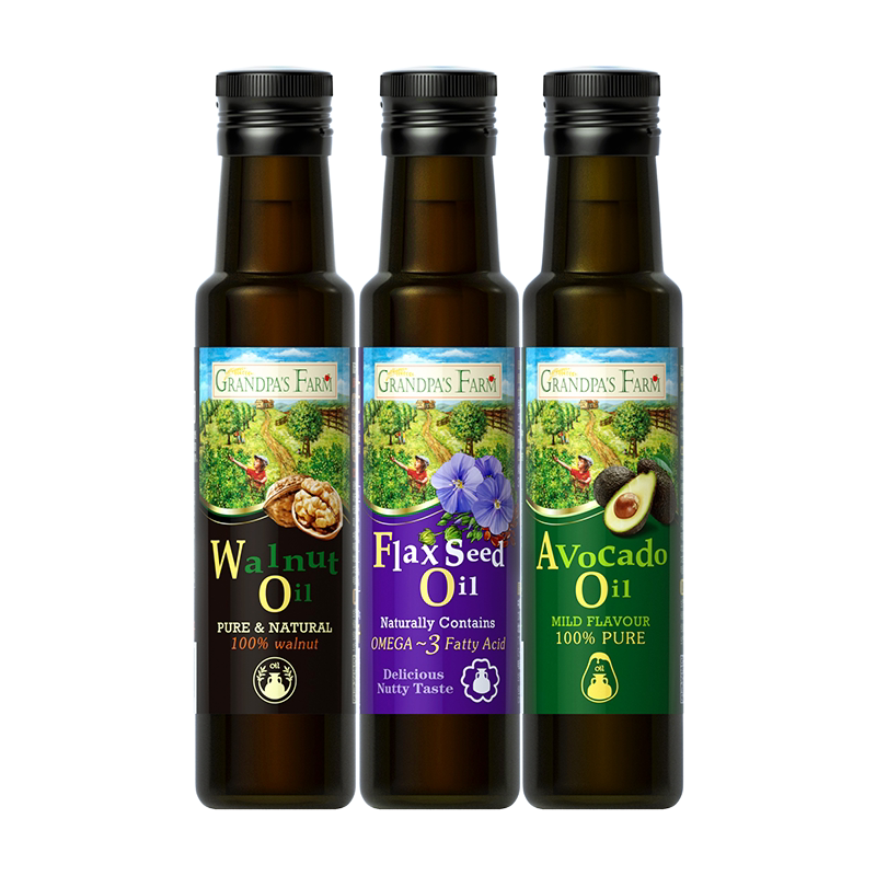 爷爷的农场核桃油辅食用油婴幼儿亚麻籽油炒菜油牛油果油冷拌热炒