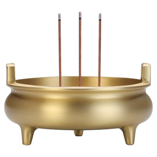 香炉纯黄铜大号供佛檀香炉上香焚香家用室内宣德炉供奉线香炉香插