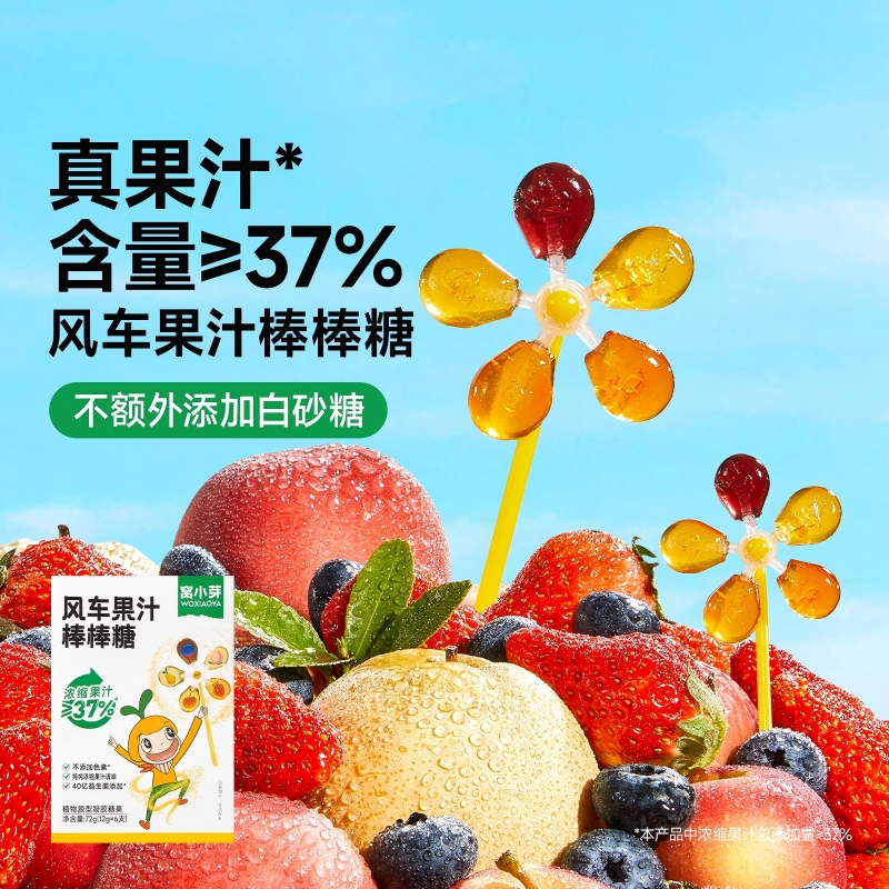 窝小芽无糖风车果汁棒棒糖72g