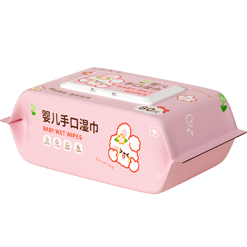 包邮丽佳宝贝婴幼儿童加厚湿纸巾宝宝家用学生不含酒精80抽3包