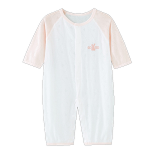 有吉小贝婴儿连体衣服夏季空调服夏天爬行服薄款长袖宝宝艾草哈衣
