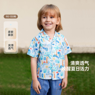 休闲海边度假风花衬衫 英氏儿童衬衫 户外男童百搭衬衫 夏季 短袖