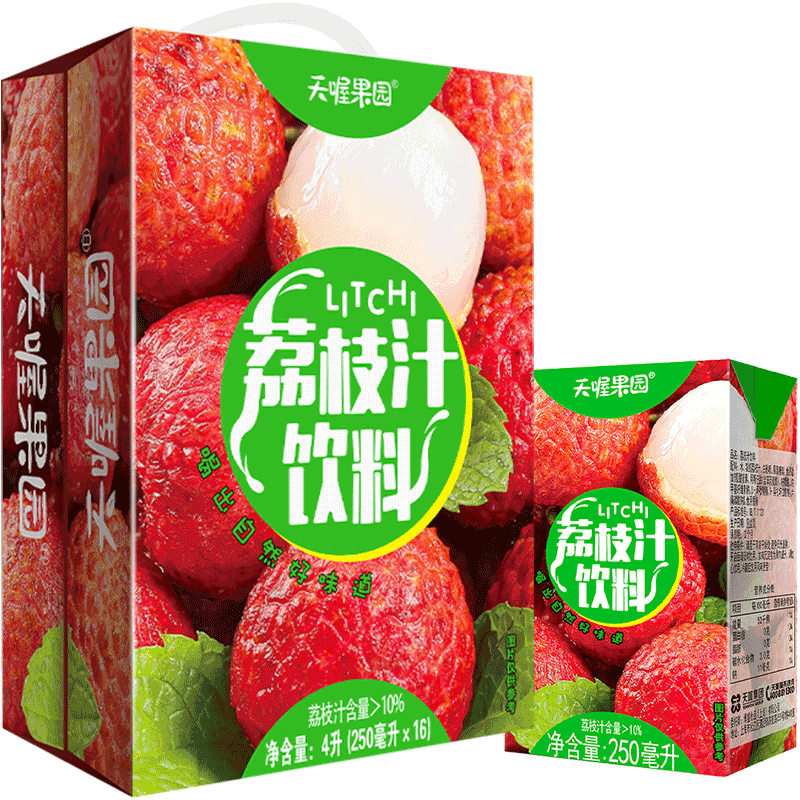 天喔果园荔枝汁整箱囤货家庭装火锅饮料清爽解腻果汁饮品