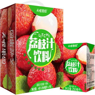 天喔果园荔枝汁整箱囤货家庭装火锅饮料0脂果汁饮品