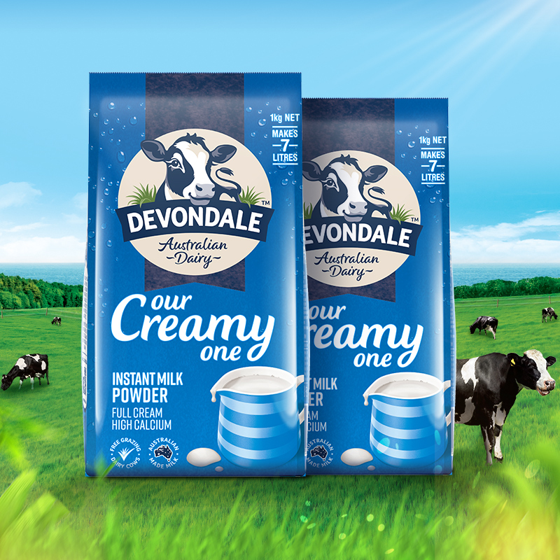澳洲Devondale/德运全脂调制乳粉1kg*2袋青少年成人奶粉