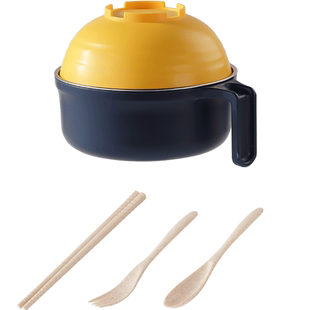 广意304不锈钢泡面碗带盖学生宿舍方便面汤饭碗筷餐具套装五件套