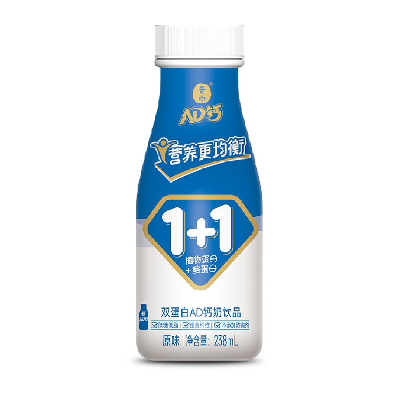 1+1双蛋白ad钙奶吾尚238ml