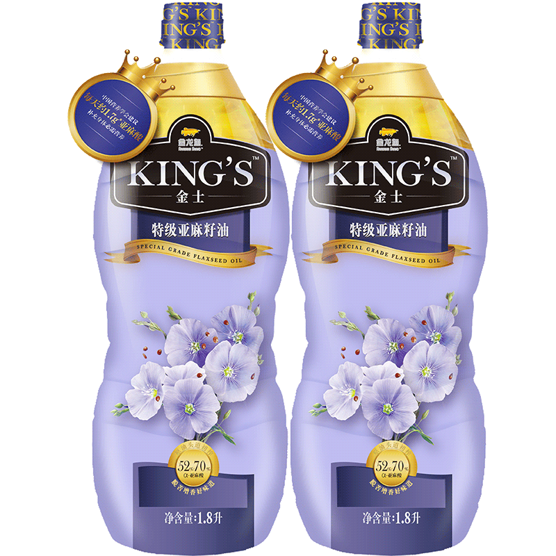 金龙鱼亚麻籽油食用油1.8L×2瓶
