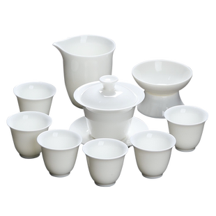 苏氏陶瓷 中国白瓷茶具手工羊脂玉如脂玉功夫茶具套装