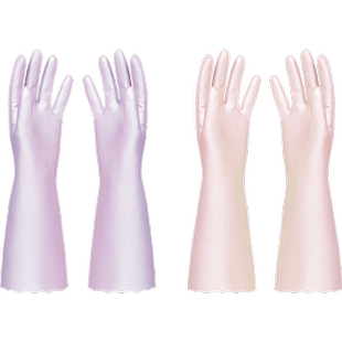 云蕾丝滑植绒家务手套加绒厨房耐用女冬天洗衣PVC手套颜色随机