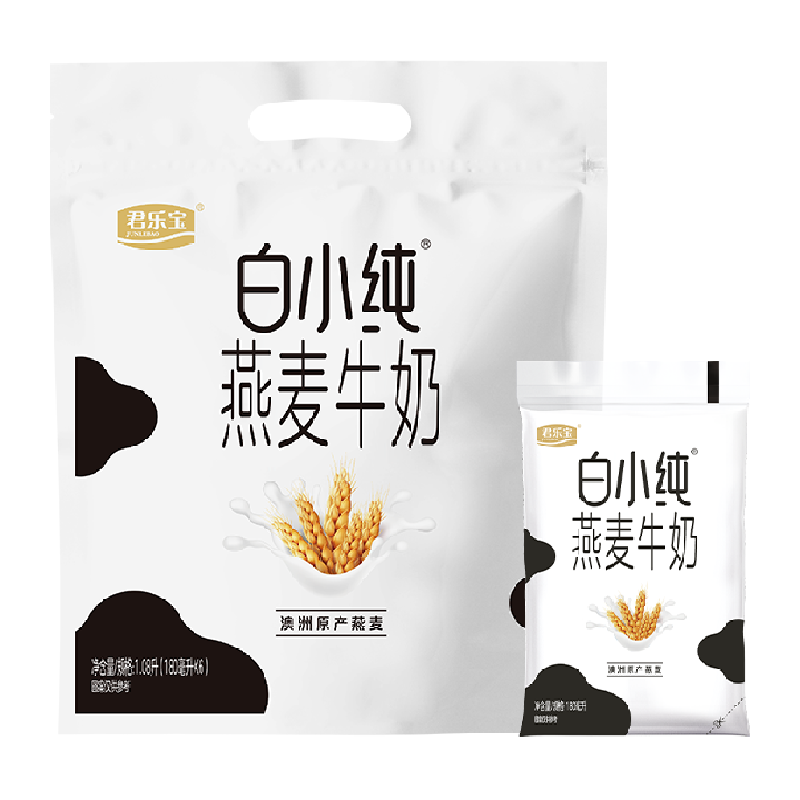 君乐宝白小纯燕麦牛奶180ml*6袋透明袋早餐营养牛奶45天保质期