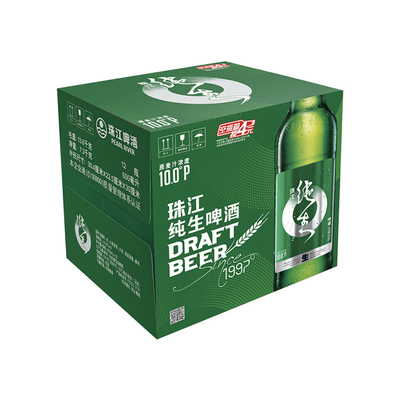 纯生600ml广东珠江啤酒瓶装整箱