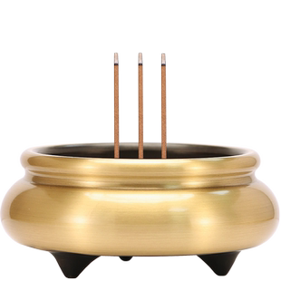 纯黄铜香炉家用室内线香炉供佛大号烧香檀香炉供奉焚香炉创意摆件