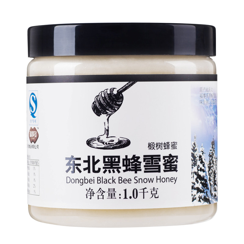福事多东北黑蜂雪蜜1kg 椴树蜂蜜 结晶白蜜 蜂产品 自然成熟蜜