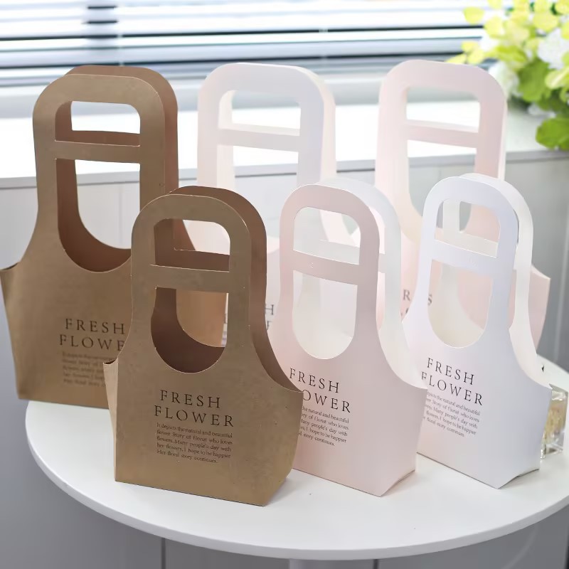 节日英文字母鲜花花束手提袋牛皮