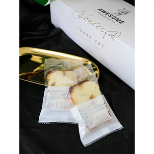 半透明英文款牛轧饼方块酥雪花酥磅蛋糕曲奇饼干机封包装袋100只