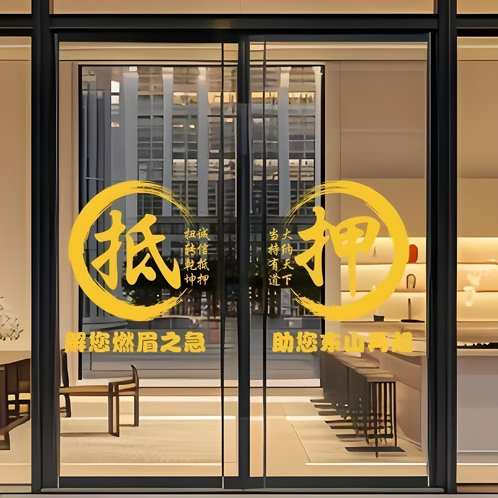 寄卖抵押回收行玻璃门贴纸创意典当行橱窗广告文字装饰墙贴画自粘