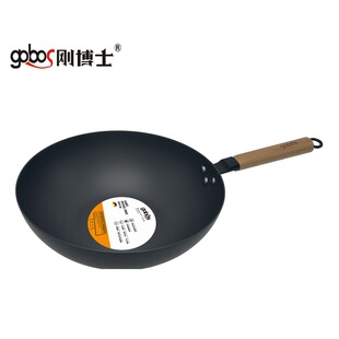 刚博士32/34/38/42CM硬质炒锅单柄双耳 不粘锅炒锅家用煤气电磁用