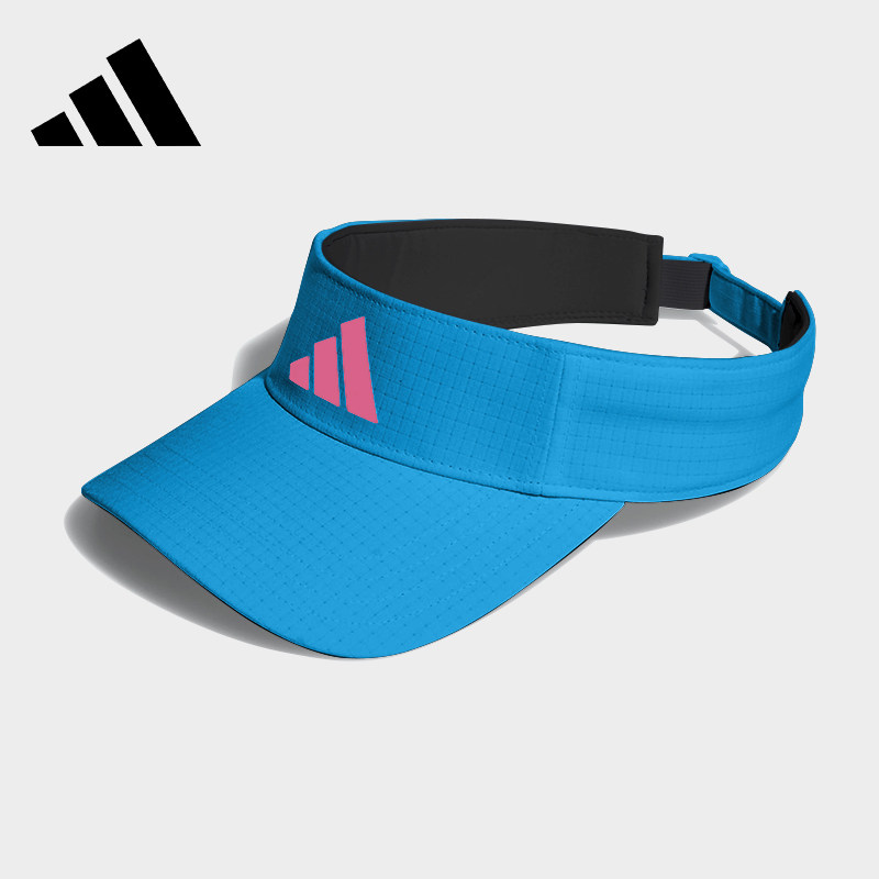Adidas阿迪达斯蓝色空顶帽男女同款户外运动骑行马拉松防晒遮阳帽