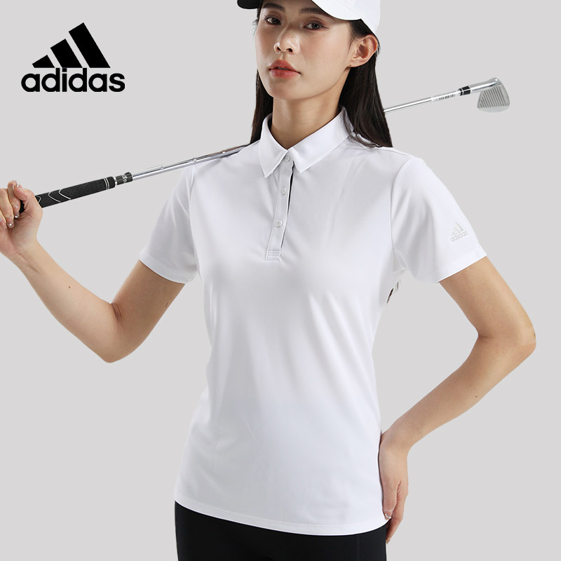 adidas阿迪达斯高尔夫女士短袖翻领T恤春夏时尚运动POLO衫正品