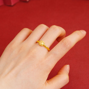 小方糖黄钻戒指项链小红书同款锁骨链镀18k金首饰品女轻奢时尚潮