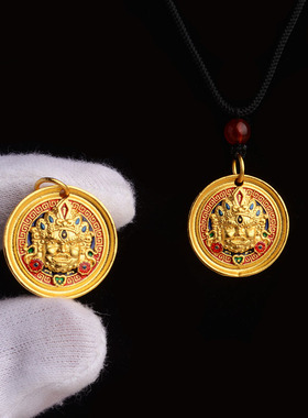 沙金黄财神吊坠项链挂件