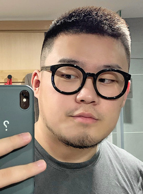 Maxb 大脸胖子眼镜男潮黑粗框网红抖音同款大号圆形平光镜防蓝光