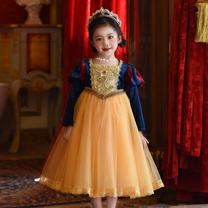 白雪公主裙女童宫廷风长袖礼服图片