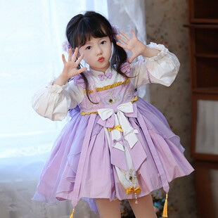 春装新款女童洛丽塔公主裙汉元素儿童高品质刺绣长袖连衣裙蓬蓬裙