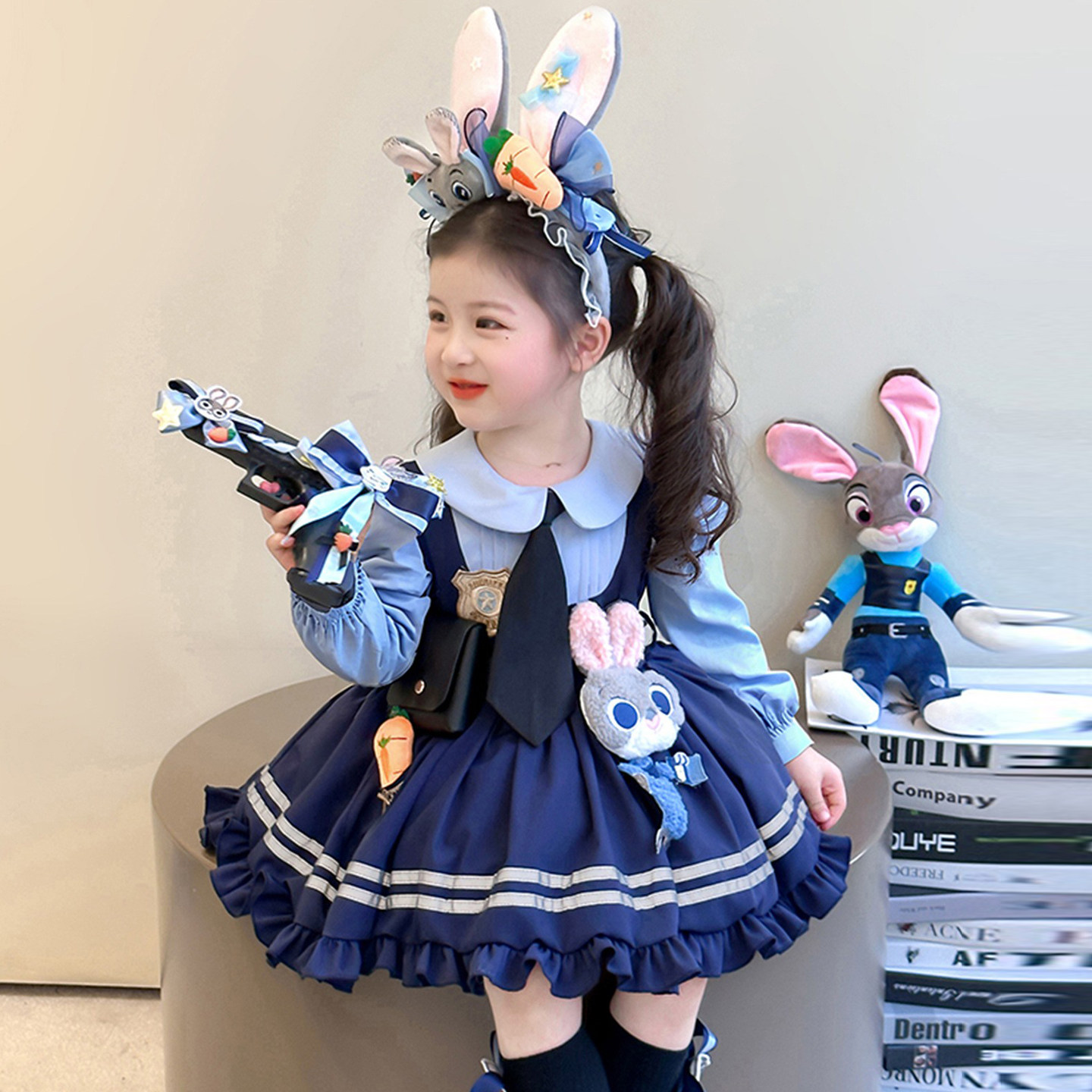 女童兔子警官洛丽塔公主裙蓝色长袖蓬蓬裙儿童礼服连衣裙秋冬新款,模玩/动漫/周边/娃圈三坑/桌游,童装lolita洛丽塔,淘宝优惠券,粉丝福利购,淘宝优惠卷