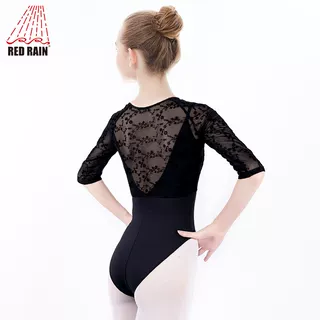 红雨练功服外搭女芭蕾舞上衣短款中袖形体服外套瑜伽连体服黑色
