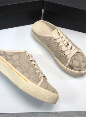 厚底增高系带拼色花布包头外穿半拖休闲百搭平底大码41Van hongo