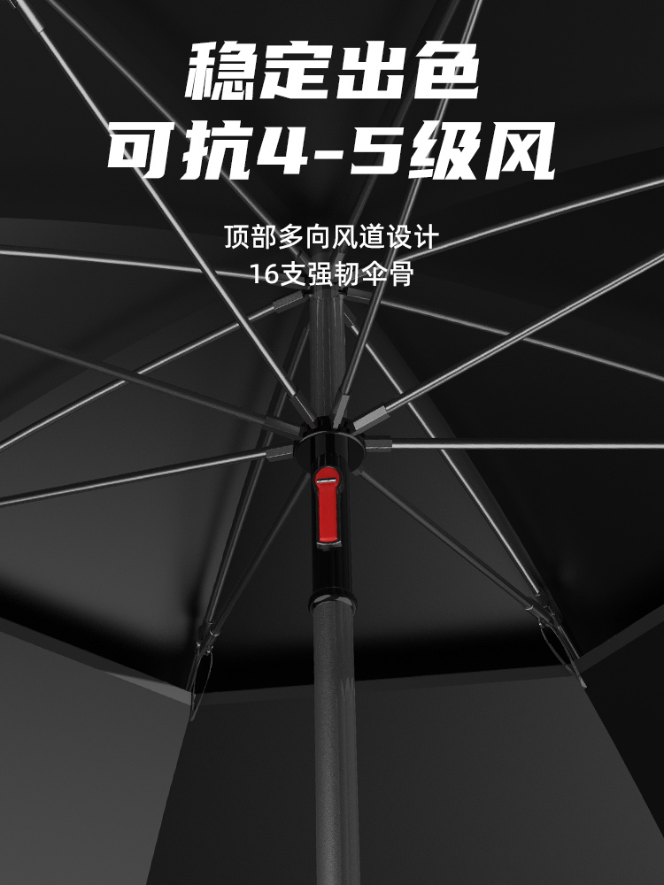 佳之钓钓鱼伞2023新款钓伞大钓伞户外黑胶遮阳伞防晒伞万向拐杖伞