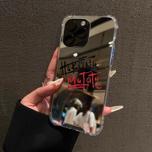 哈库呐玛塔塔适用iPhone17苹果15手机壳16ProMax荣耀100华为Mate60镜面Hakuna Matata补妆oppo严浩翔字vivo软
