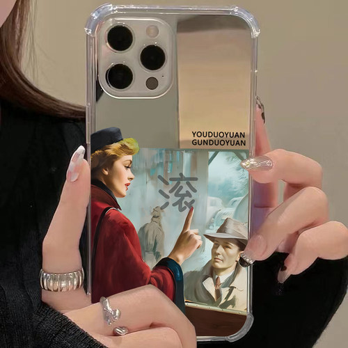 滚创意文字适用iPhone14苹果16手机壳15ProMax荣耀90Pro华为Mate60小众30女40镜面X100原创80个性7油画60补妆