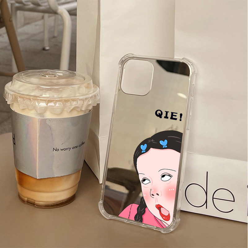 小众搞怪女适用iPhone17苹果16手机壳15ProMax显眼包13荣耀90Pro白眼70华为Mate60pro红米Note12镜面K60表情4