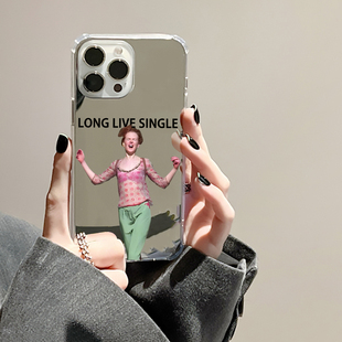 妮可基德曼适用iPhone14苹果15手机壳12ProMax荣耀90Pro华为Mate60镜面K60单身万岁N50创意OPPO补妆VIVO个性