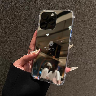 指纹解锁苹果适用iPhone17苹果15手机壳英文16ProMax荣耀90KT搞怪14华为Mate镜面子P80女opp个性小米vivo趣味