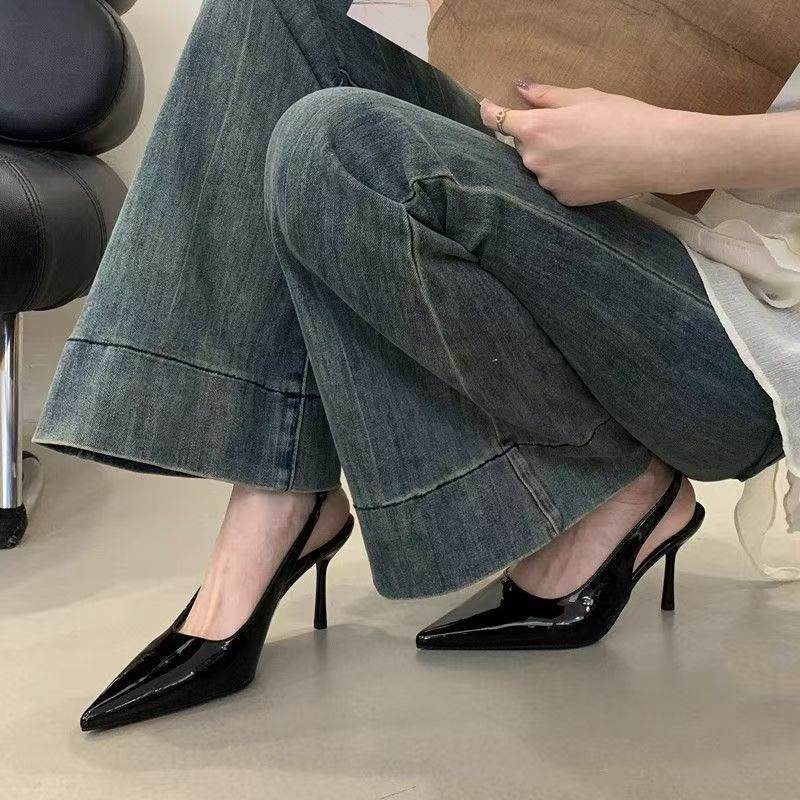 洋气高跟鞋女细跟大码单鞋气质大码凉鞋浅口尖头后空百搭性感优雅,女鞋,时装凉鞋,淘宝优惠券,粉丝福利购,淘宝优惠卷