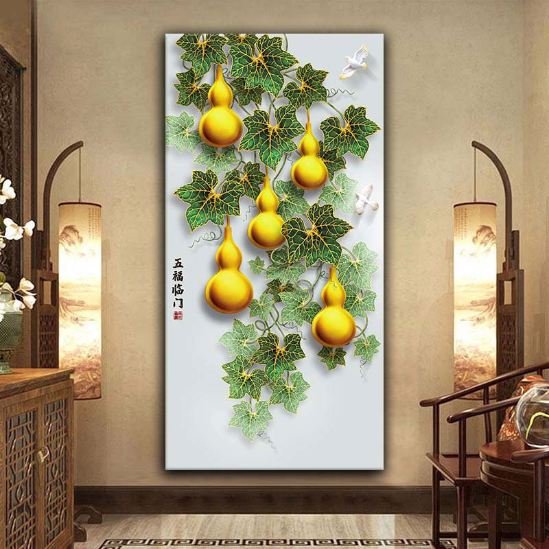 五福临门十字绣2025新款金色葫芦福禄家用画像圆方钻满砖钻石画